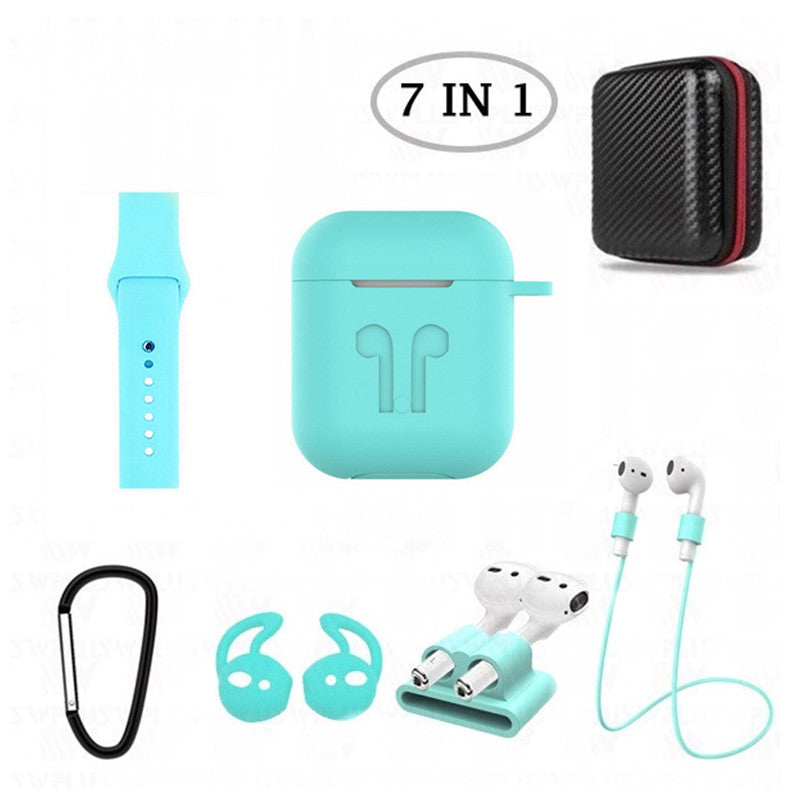 Étui en silicone 7 en 1 avec bracelet de montre en silicone pour AirPods 1 2 (1ère 2ème génération) Étui en silicone 7 en 1 avec bracelet de montre en silicone pour AirPods 1 2 (1ère 2ème génération)